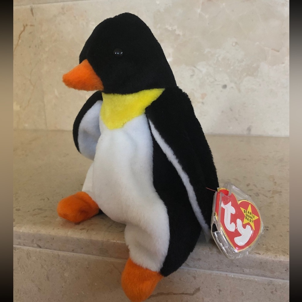 Ty Rare 1993 Teenie Beanie Babies Waddle The Penguin Plush Stuffed Toy 5"